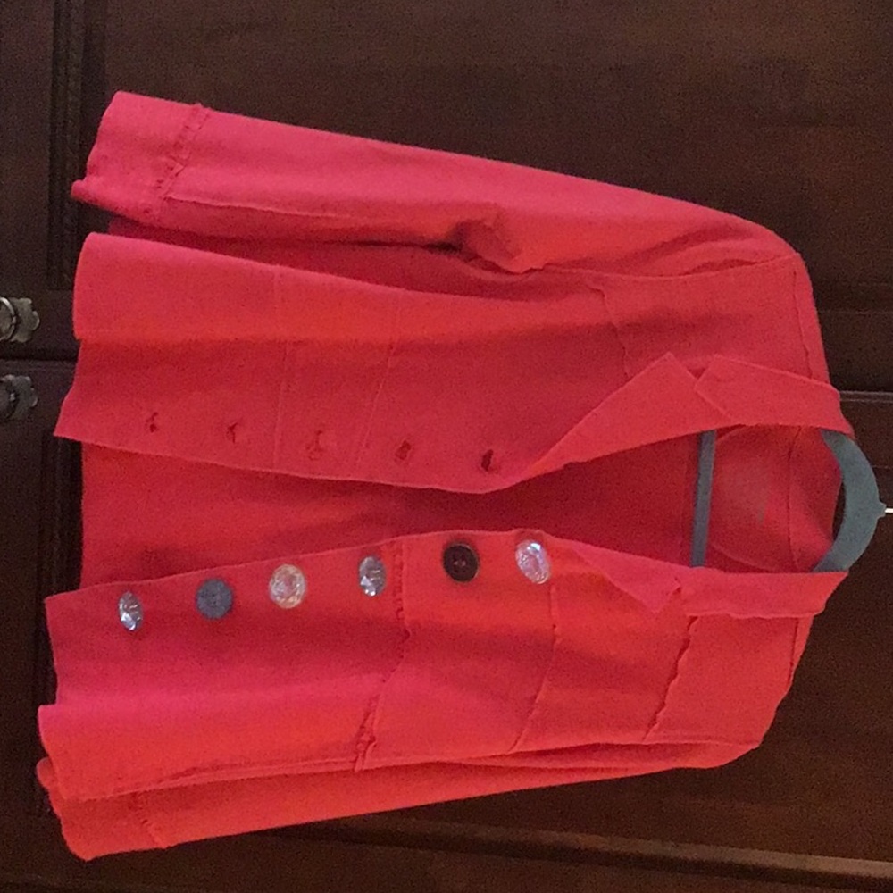 Beautiful Neon Buddha deep salmon color jacket, stretch fabric, size M